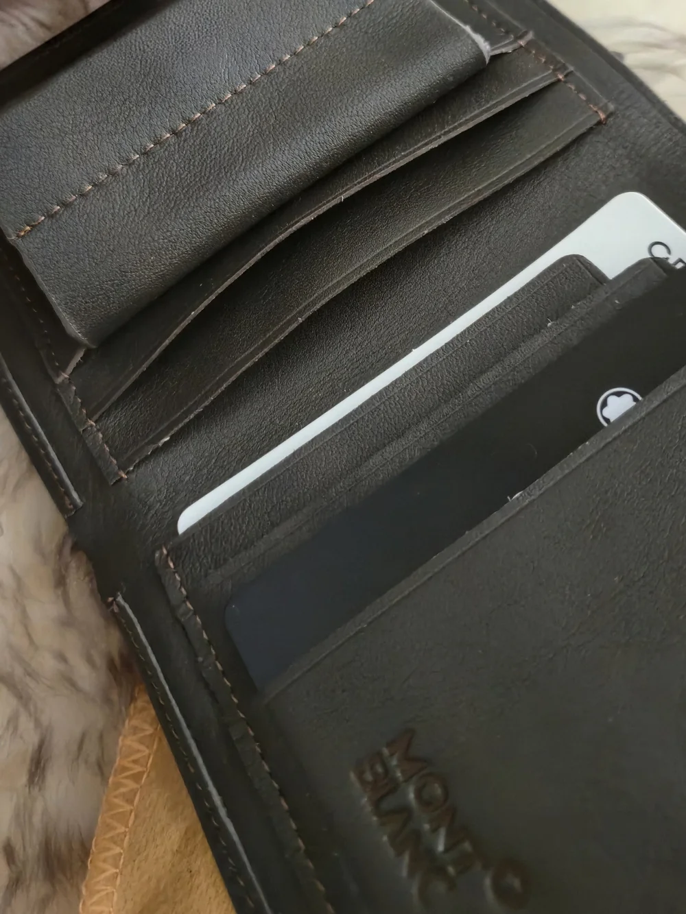 Montblanc Black Leather Card & Pocket Holder with Tan Dust Pouch
